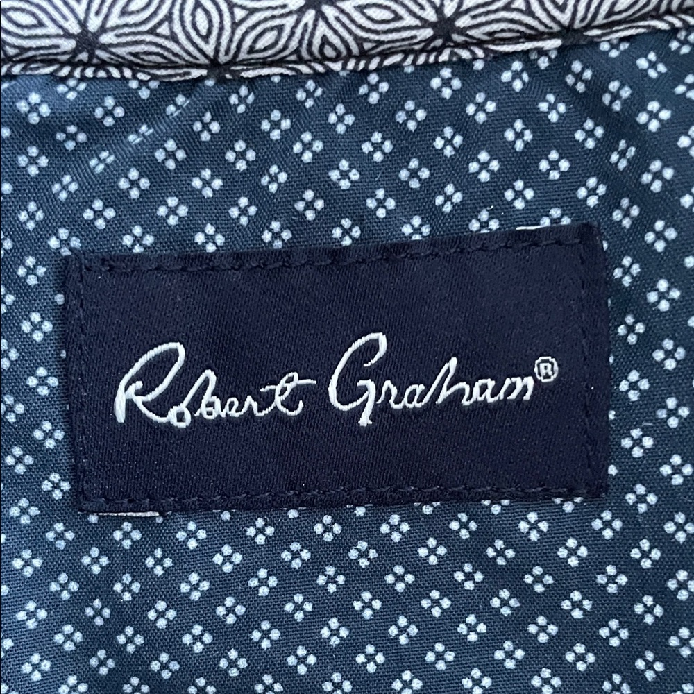 ROBERT GRAHAM Navy Blue Zip-up Sweater Preppy Coastal Casual Cottagecore - Picture 2 of 12